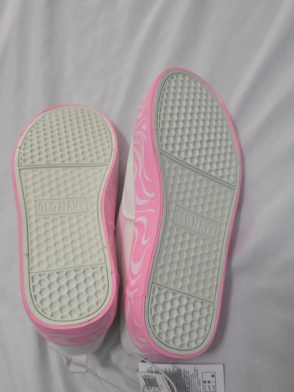 White Canvas Sneakers with Pink Trim Girls Size 2